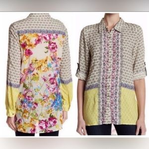 Anthropologie Multicolor Floral Button Down Shirt